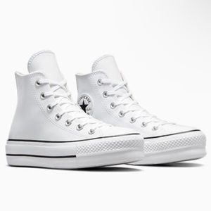 Chuck Taylor All Star Lift Platform  White Leather Sneakers